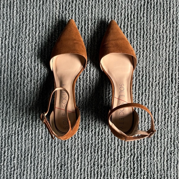 Sole Society brown suede block heel 2” heels, very good condition, size 8 - Picture 2 of 4